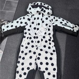 Zara Winter Project White and Black Polka Dot Kids One-Piece - 2T